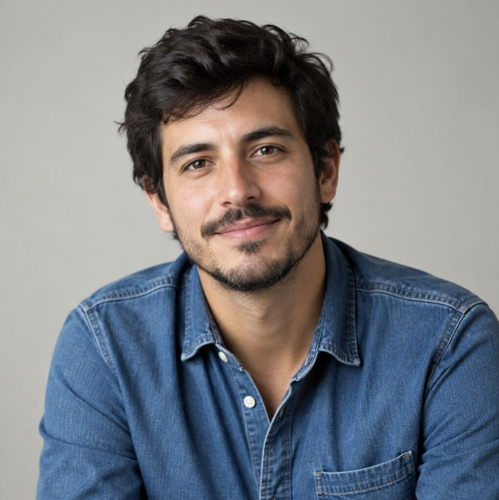 Portrait of a young bearded man smiling