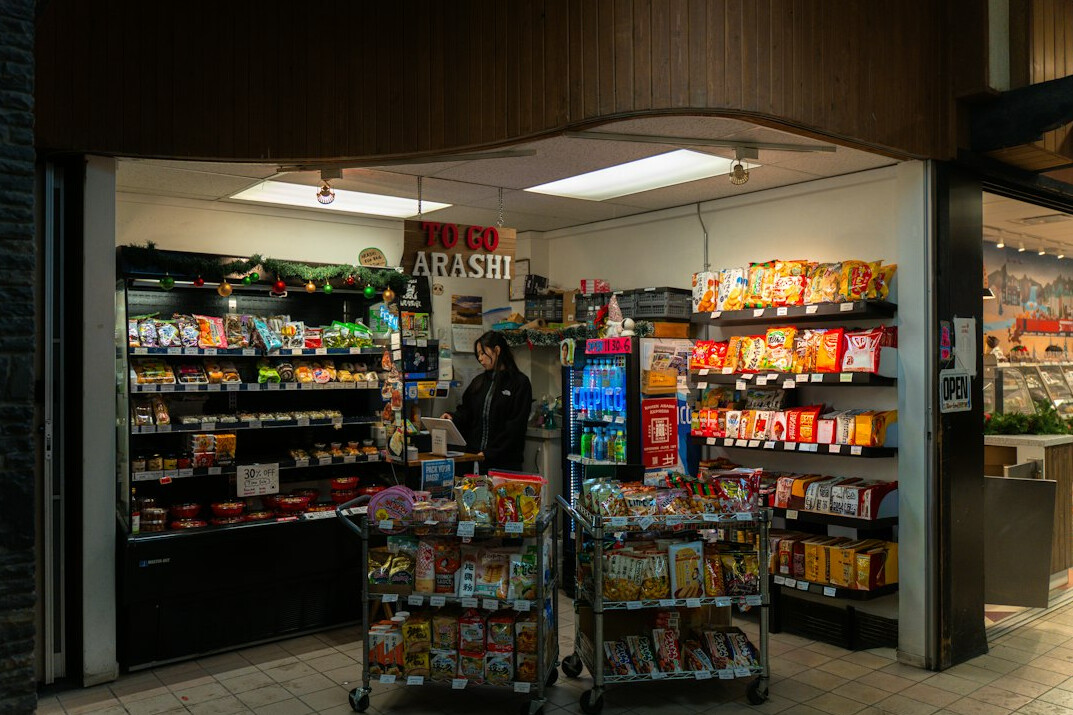 two friends in convenience store