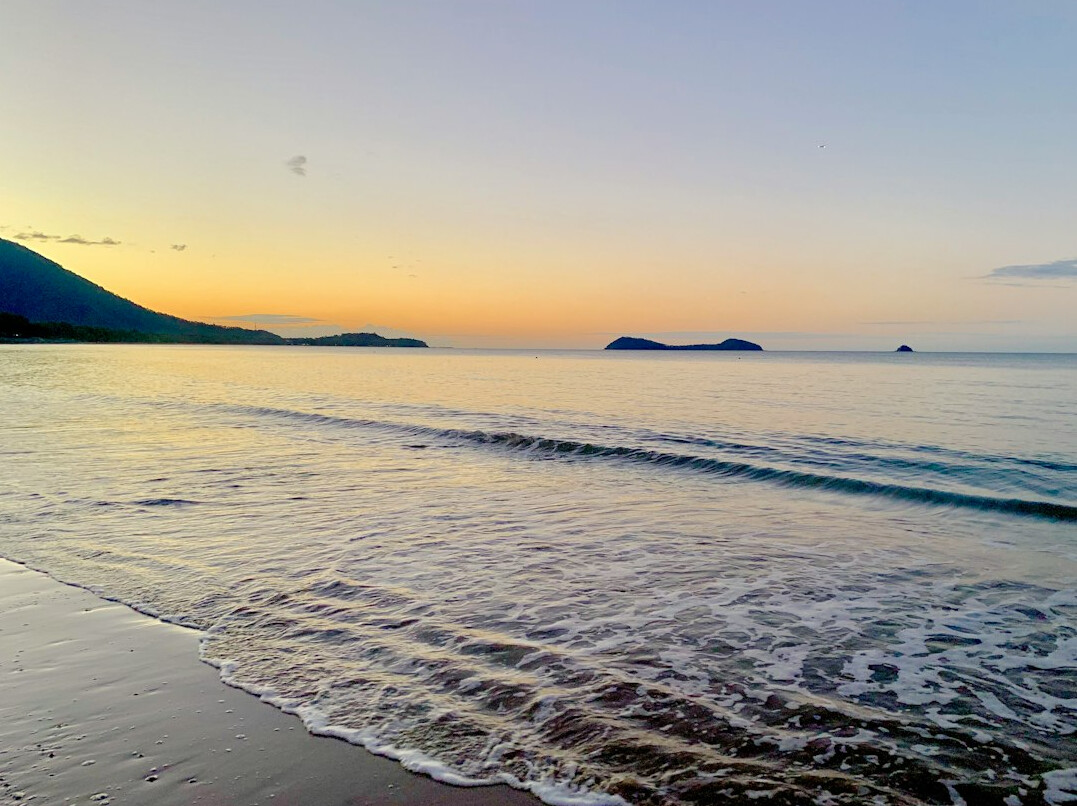 Calm ocean coast at golden hour